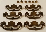 6 Kbc Keeler Brass 5" Mountings Fixed Bail Batwing Drawer Pulls & Round Knobs. Fixed Price $40.00.