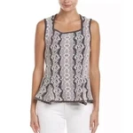 Cabi Gray Printed Knit Sweater Peplum Tank Top #887. Fixed Price $29.95.