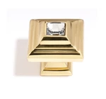 Alno Crystal Series 1.25" Square Luxury Designer Cabinet Knob Gold C213-CLR/GLD. Fixed Price $15.33.