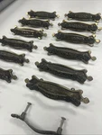 Vintage National Lock Brass Cabinet Drawer Pull Handles Screws Back Plate 14 Ct.. Fixed Price $29.19.