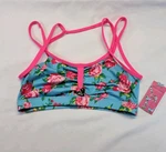 Capezio Floral Bra Top Pink Rose Print Double-strapped Center Heart Charm Sz Ma. Fixed Price $14.95.