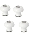 Set Of 4 Ikea Hishult Drawer Knobs Retro White Porcelain 3/16" New. Fixed Price $13.90.
