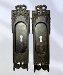 Scarce Antique Marco Cast Bronze Victorian Ribbons Pocket Door Handle Pull Set. Fixed Price $254.99.
