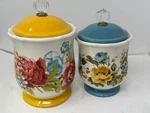 The Pioneer Woman Blossom Jubilee Canister Acrylic Knob, 9.5" Yellow Top SET/2. Fixed Price $69.00.