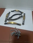 6 Brass National Lock Cabinet Handles Drawer Pulls Screws 5 1/8", 3" C, Fo 3841. Fixed Price $8.70.