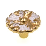 Vintage Amerock Provincial Ivory Gold 1/4" Brass White Knob BP596-BW. Fixed Price $5.20.