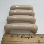 Lot Of 4 Vtg Porcelain Peaches & Cream Drawer Pulls Rounded Unmarked No Screws. Fixed Price $15.99.