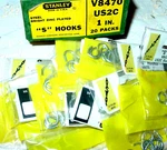 Vintage Stanley Hardware Lot Of Open Hooks V8470 US2C 1" Steel Zinc Usa Nos. Fixed Price $12.95.