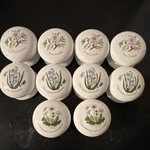 Vintage Set Of Ceramic Botanical Drawer Pulls Glossy White Multicolor Knobs. Fixed Price $80.00.