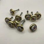 Vintage Set Of 10 Amerock Floral Porcelain & Brass Drawer Pull Round Knobs". Fixed Price $15.00.