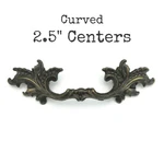 Curved Vintage French Provincial Drawer Pull 2.5" Centers Brass Tone Handle LR3. Fixed Price $11.00.