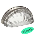 *20 Pack* Cosmas Satin Nickel With Clear Glass Cabinet Cup Pulls #6381SN-C. Fixed Price $193.36.