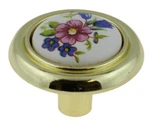 (12 Pack) 1-1/4" Ceramic Flowers Knob White With Polished Brass. Fixed Price $21.02.