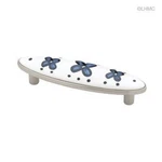 (5 Pack) 3 Inch Ceramic Blue Flowers Pull Brushed Satin Nickel. Fixed Price $22.52.