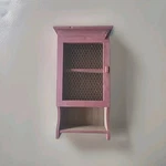 Vintage Primitive Wooden Wall Cabinet Chicken Wire Door Rustic Farmhouse 24". Fixed Price $40.00.