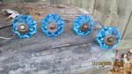 Anthropologie Glass Sea Blue Vtg Drawer Pull Knobs Set Of 4. Fixed Price $25.00.