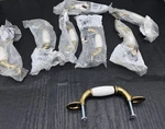 8 Vintage Amerock 3" Allison Antique Brass White Center Cabinet Pull BP76245-WB. Fixed Price $22.48.