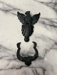 Vintage Cast Iron American Bald Eagle Door Knocker Black Finish W/ Screws. Fixed Price $18.39.