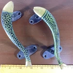 Vtg Antique Brass Handcrafted Fish Shape Cabinet Door Pulls Dresser Handle 5.5. Fixed Price $89.90.