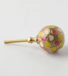 Anthropologie Knob Dotty Large Metal Enamel Coral Yellow Brass Gold 1.5" Nwt. Fixed Price $20.00.