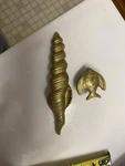 Fish And Shell Vintage 2000 Kbc Gold Tone Knob Pull Marked 49564. Fixed Price $19.99.