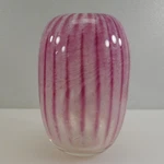John Sullivan Signed Studio Art Glass Vase Pink Pulls Clear. Fixed Price $42.90.