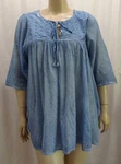 Sacred Threads Blouse Clothing Blue Eyelet Shirred Line Career Top S/m (1211). Fixed Price $29.99.
