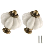 Antique White Pumpkin Knobs 2 Pack Ceramic Cabinet Vintage Drawer Pulls.... Fixed Price $11.99.