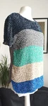 M, 1975 Dimension, Navy Silver Green Beige Blue Sequin Short Sleeve Top. Fixed Price $26.87.