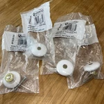 Lot Of 4 Amerock White 1" Porcelain Knob With Antique Brass Base & Button Stem. Fixed Price $9.99.