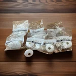 Lot Of 7 Amerock Guardian Small White Ceramic Drawer Knobs W/ Gold Kitchen Bath. Fixed Price $16.99.
