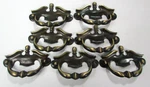 7 Vtg National Lock Two Tone Brass Antique English Center Drawer Fixed Pull. Fixed Price $17.05.