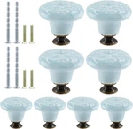 Suiwotin 8PCS Light Blue Ceramic Knobs & Pulls - Vintage Retro Dresser Cabin. Fixed Price $17.23.