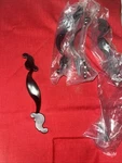 4 Jeffrey Alexander Cup Pulls With Screws --3&7/8 Hole Wide Satin Nickel. Fixed Price $16.00.