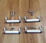 Betsy Fields Design Cabinet Drawer Pull Brushed Nickel White Ceramic Lot Of 4. Fixed Price $10.58.
