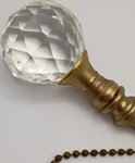Faceted Glass Brass Adjustable Fan/light Pull Chain, Clear Gold Metallic Finish. Fixed Price $19.00.