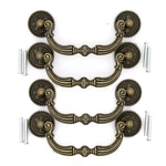 4 Pcs Vintage Antique Brass Bail Pulls Handles - Cabinet Large .... Fixed Price $22.13.