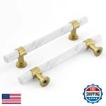Rergy 10PK Gold White Marble Cabinet Handles 5" Pulls Knobs Dresser Drawer. Fixed Price $70.73.