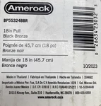 Amerock BP55324BBR 18IN Pull Black Bronze. Fixed Price $38.49.
