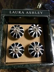New Laura Ashley Black White Silver Set Of 4 Ceramic Drawer Knobs. Fixed Price $25.00.