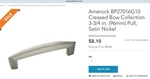 New Amerock Creased Bow Satin Nickel 3.75 Cabinet Pull Hardware BP27016G10. Fixed Price $45.00.