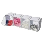 Storage Organizer, Stackable Cube 4 Pack Deflecto Interlocking Tilt Bins. Fixed Price $31.95.