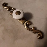 Vtg Amerock Mushroom White Ceramic Porcelain Brass Drawer 12 Pulls. Fixed Price $75.00.
