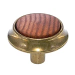 Vintage Amerock Tribute Burnished Brass And Wood 1/4" Cabinet Knob BP651-FWD. Fixed Price $5.10.