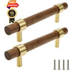 Tsnamay Drawer 5.51"/140MM Pulls Brass Walnut L5.51" H3.78" Two Hole,. Fixed Price $30.99.