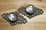 Antique Style Drawer Pull Glass Knob Cast Iron Backplate 3 Inch Center , HW-62. Fixed Price $97.26.