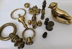Vintage Brass Finial Lot Drawer Pulls Lamp Parts Curtain Rod Bird Hardware Mixed. Fixed Price $39.99.