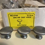 21 Satin Pewter Solid Zinc Die Cast Cabinet Knobs 3/16 Round New. Fixed Price $26.00.