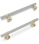 Komotia 10 Pack 6-1/4 Cabinet Pulls Knurled Nickel Gold Handles. Fixed Price $22.99.