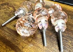 Set 6 Pink/peach 19 Point Glass Door Cabinet Drawer Knob Pull Brass Shabby Chic. Fixed Price $45.88.